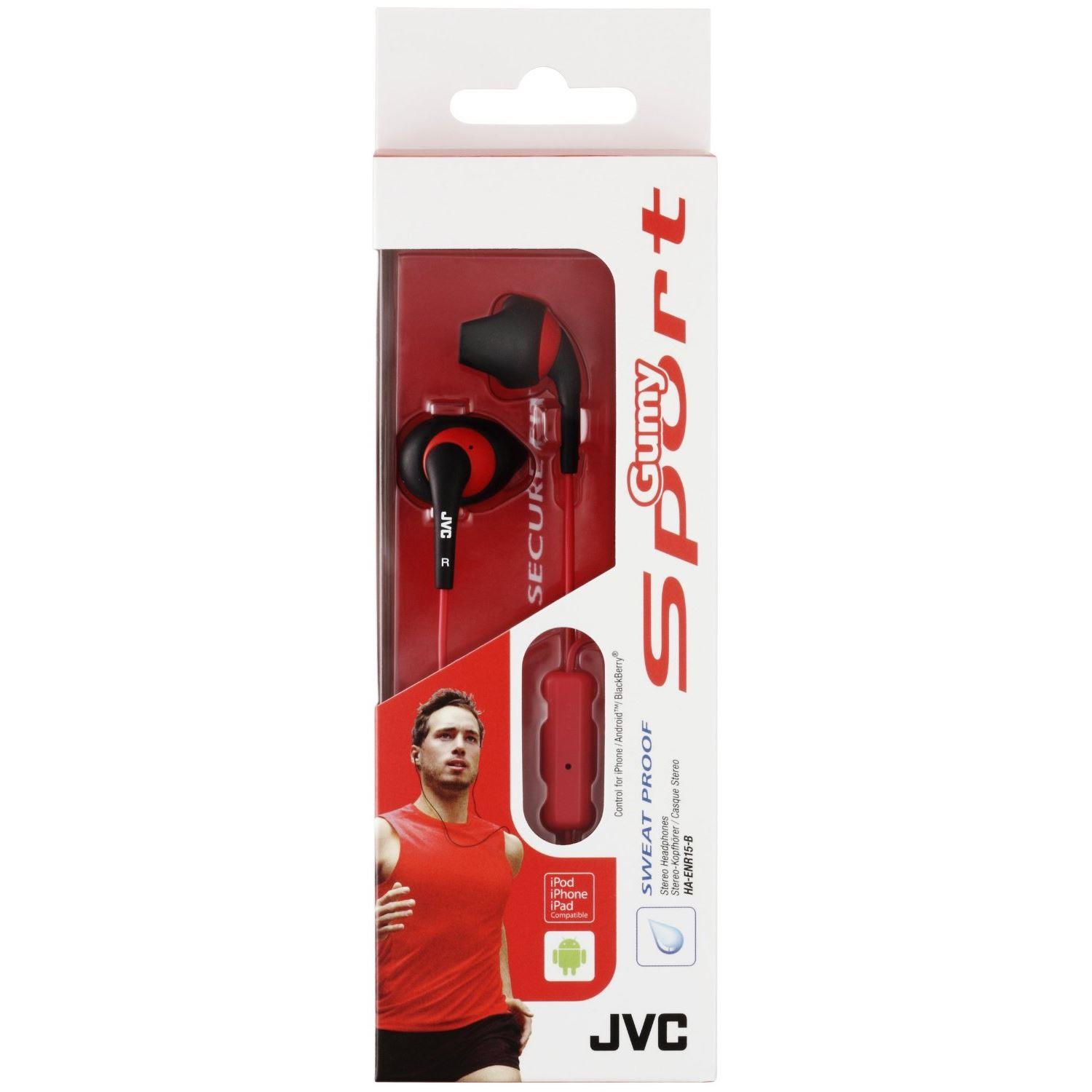 JVC Auricolari in-ear JVC Sport HA-ENR15 con aggancio cavo e microfono rosso
